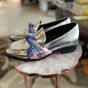 Jeffrey Campbell metallic scarf loafer